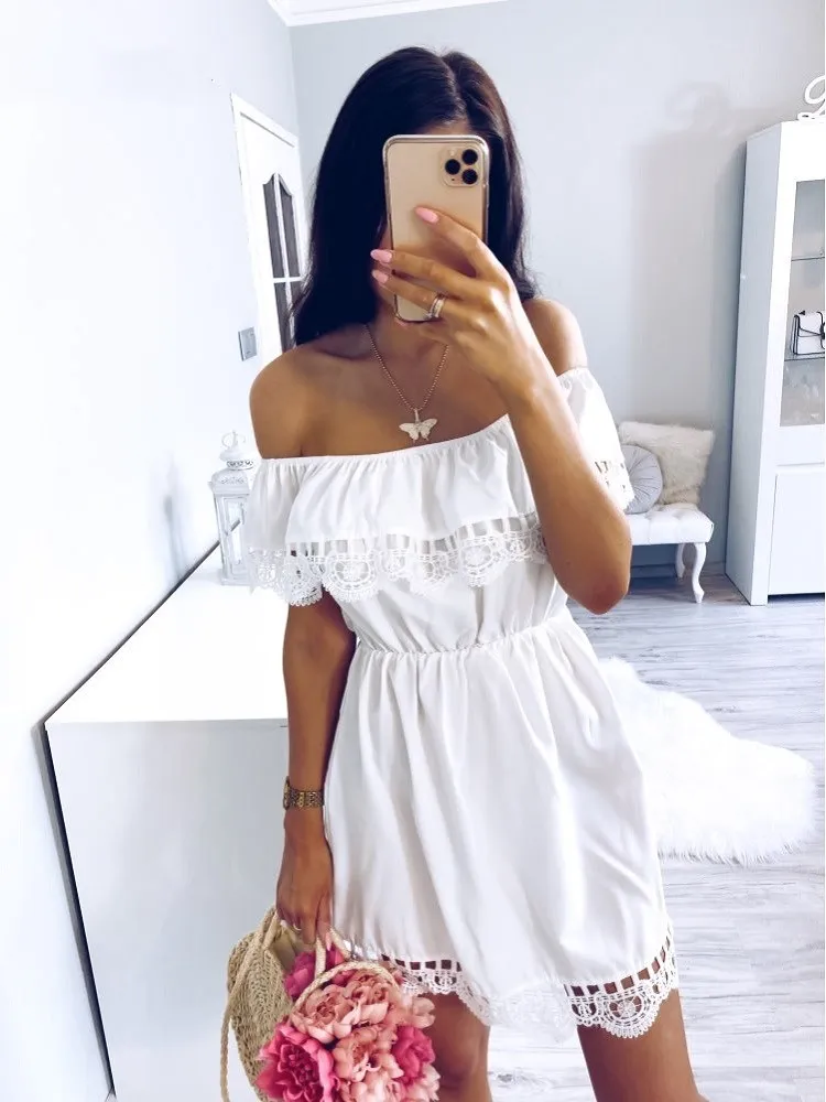 Stylish Off-Shoulder Lace Dress-1