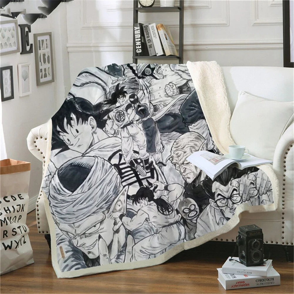 CLOOCL Goku Anime Blanket 3D Print Child Blankets for Beds Adult Quilt Throws Sofa Travel Teens Student Weighted | Дом и сад