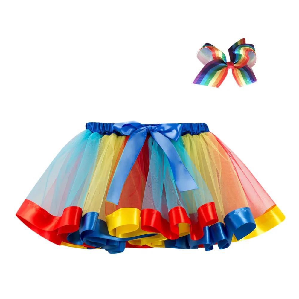 Новинка; юбка для маленьких девочек; детская фатиновая юбка-пачка; вечерние танцевальные балетные костюмы для малышей; Радужная юбка для малышей; разноцветная мини-юбка из плотной ткани - Цвет: J