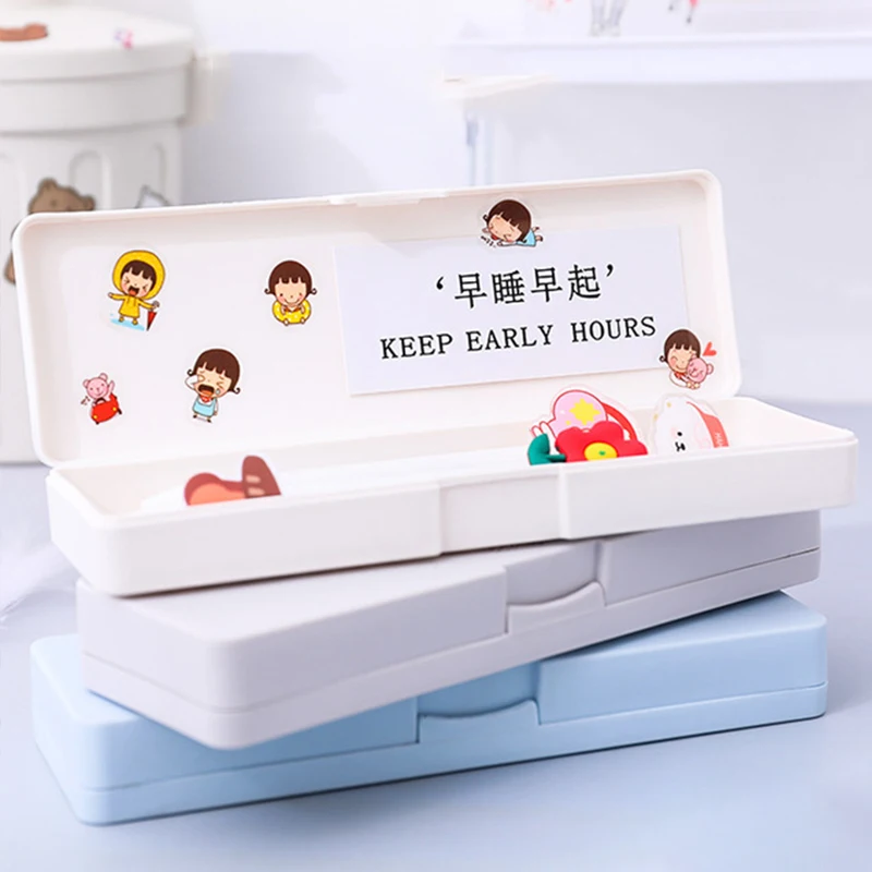 

Simple PP frosted stationery box large capacity student with pen box creative desktop finishing storage box gift