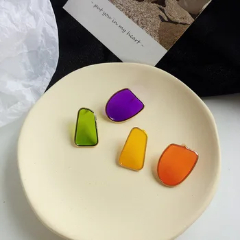 

Sweet Jewelry Colorful Enamel Stud Earrings Asymmetric Irregular Earrings Temperament Female Gift