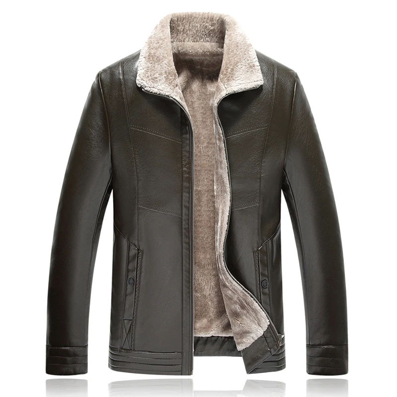 High Quality jaket 8XL 7XL 6XL 5XL Men Winter Parkas Fleece Leather Jacket Plus Velvet Keep Warm Thick Stylish Mans Coat A915