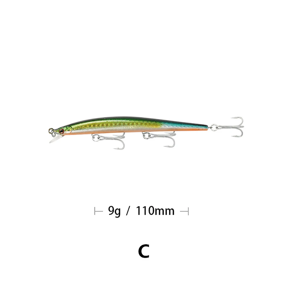 Мизеса; высота каблука 11 см, вес: 9 гр, 10-Цвета длинный выстрел плавающий бионические приманки для рыбной ловли гольян приманки 3D глаза искусственная приманка жесткая наживка Рыбная приманка вобблер - Цвет: C