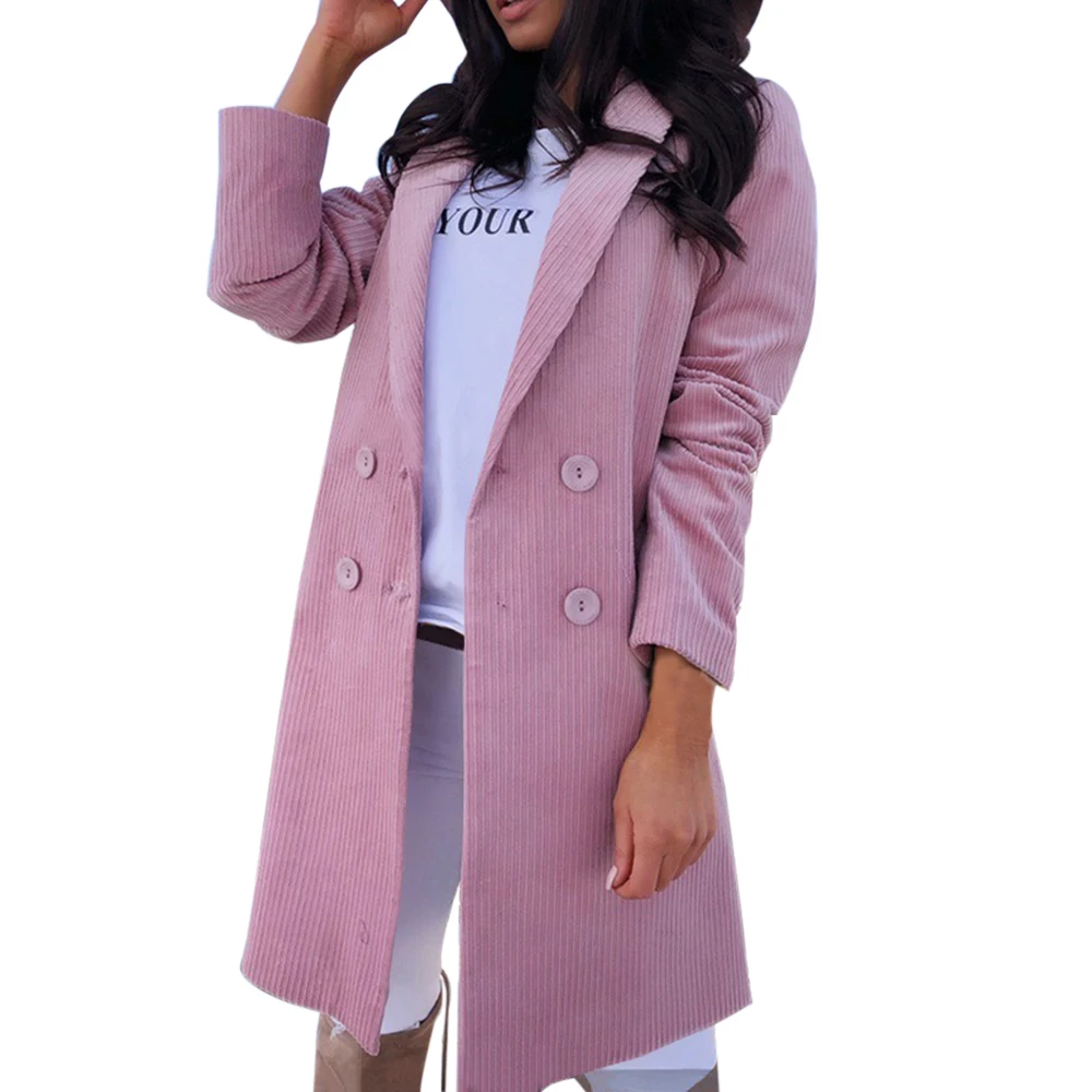 

LOOZYKIT 2019 New Autumn Winter Coat Women Blazer Coat Solid Long Slim Jacket Suit Outwear Jacket Mujer Invierno Plus Size S-3XL