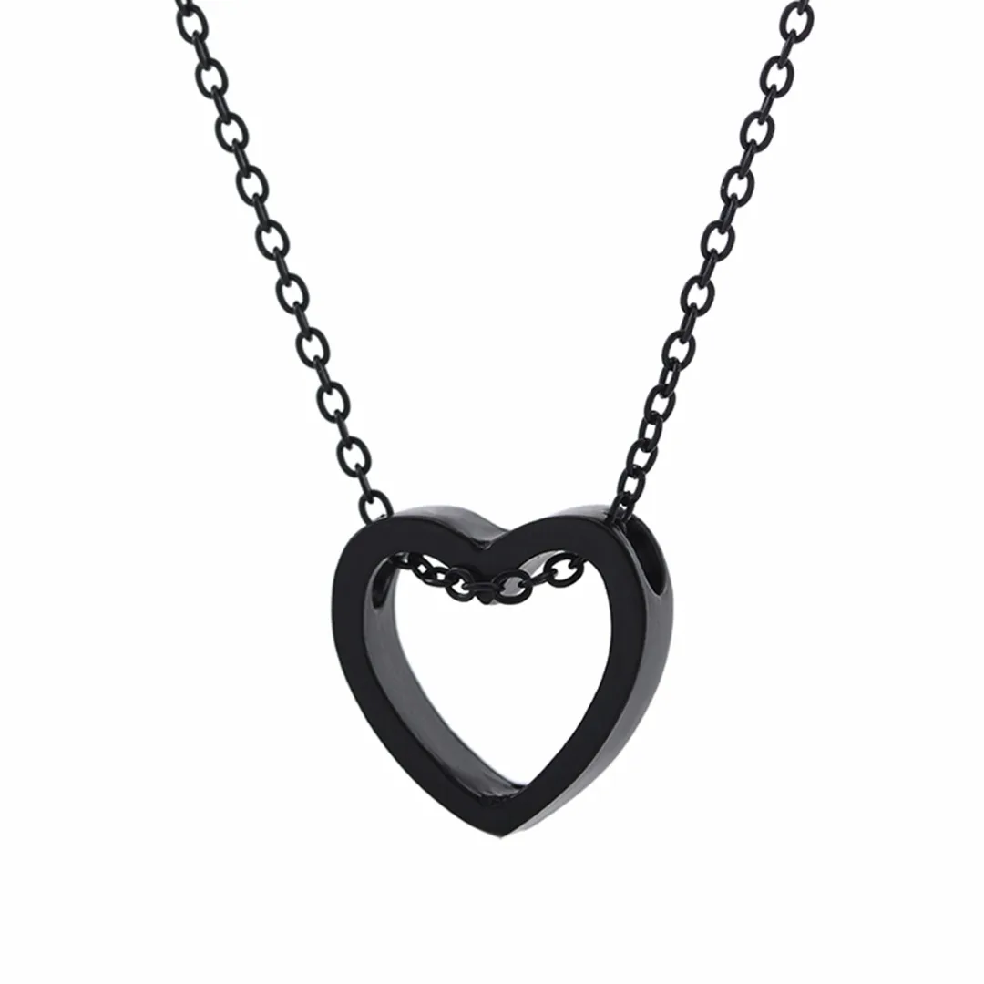 Love Heart Chain Necklace For Ladies Girls Chic Black/Gold/Silver Heart Necklace Charm Pendant Jewelry Lovers Valentine Gift