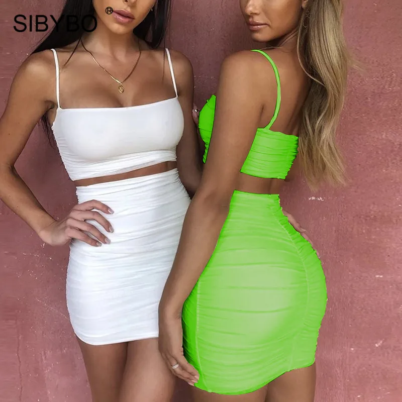 Женское плиссированное платье на тонких бретельках Sibybo Клубные вечерние