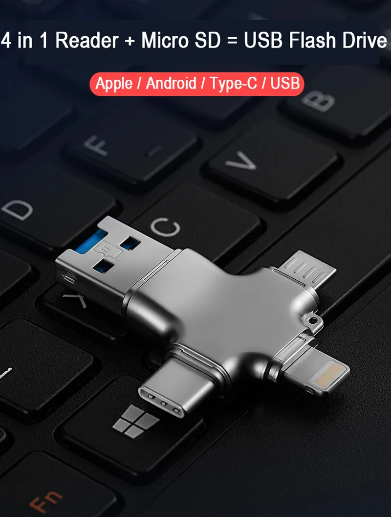 4 в 1 картридер card reader Micro SD microsdhc/sdxc к xqd кардридер typeC OTG адаптер usb 3,0 для освещения адаптер Аксессуары для ноутбуков кардридер переходник usb карт ридер для ноутбука аксесуары кард ридер флешка
