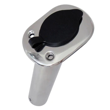 

Stainless Steel Marine Flush Mount Fishing Rod Pole Holder with Cap for Ship Yacht Rails Storage, 30 Degree