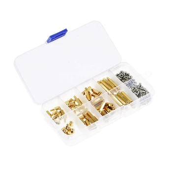 

180 Pieces Male Female Hex Brass Spacer Standoff Screws Nuts Assortment Kit (M3) Brass Nut Set
