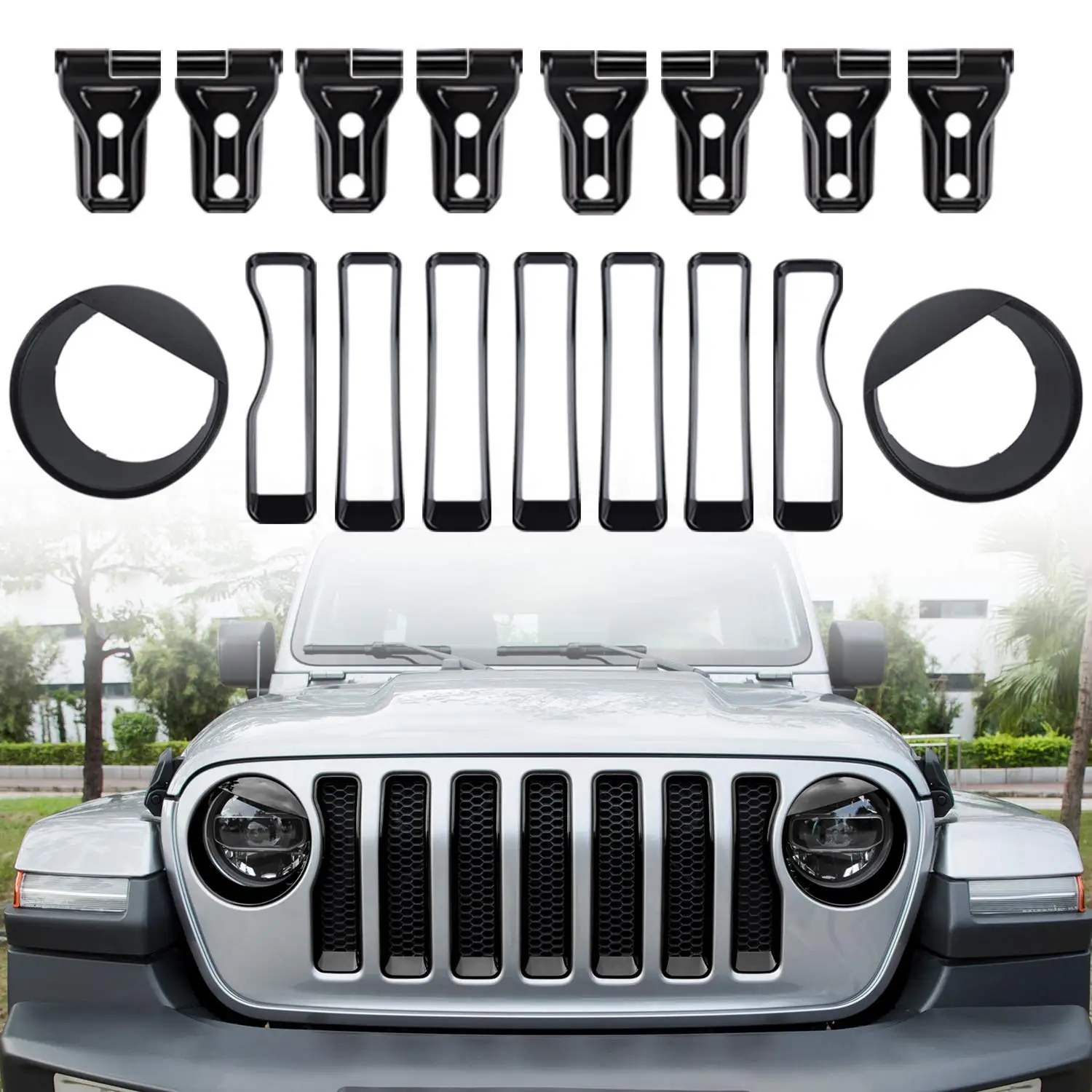 Для Jeep JL Чехлы для фар, решетка накладки и двери шарнирные крышки ABS подходит Jeep Wrangler(JL/JLU) Спорт