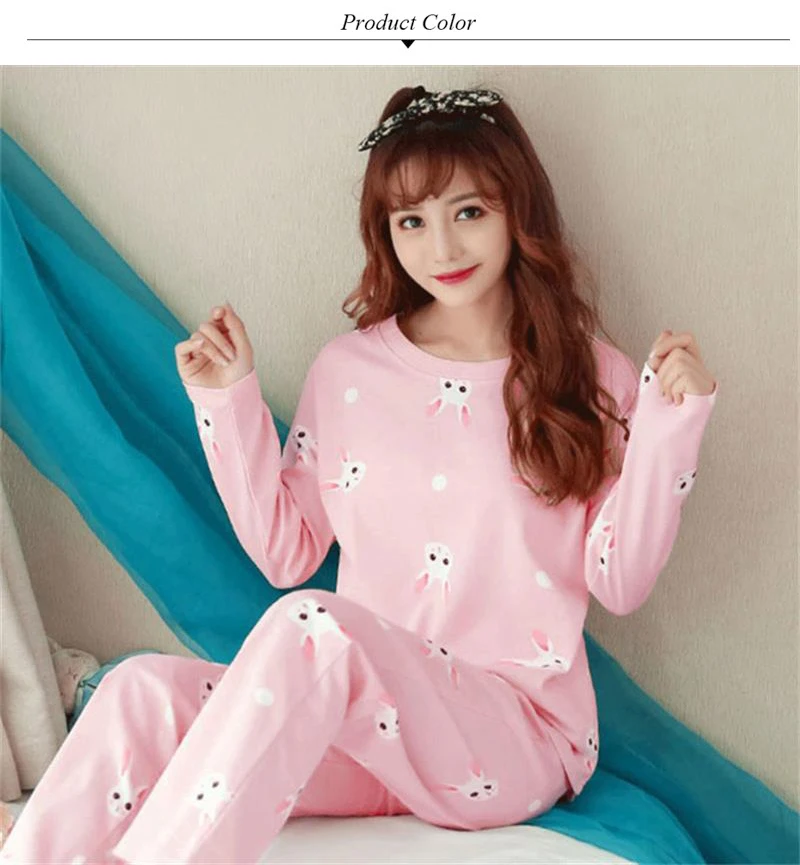 Women Pajamas Set Spring Autumn Pajamas For Women New Cartoon Pijamas Printed Pijamas Women Long Sleeve Cute Sleepwear