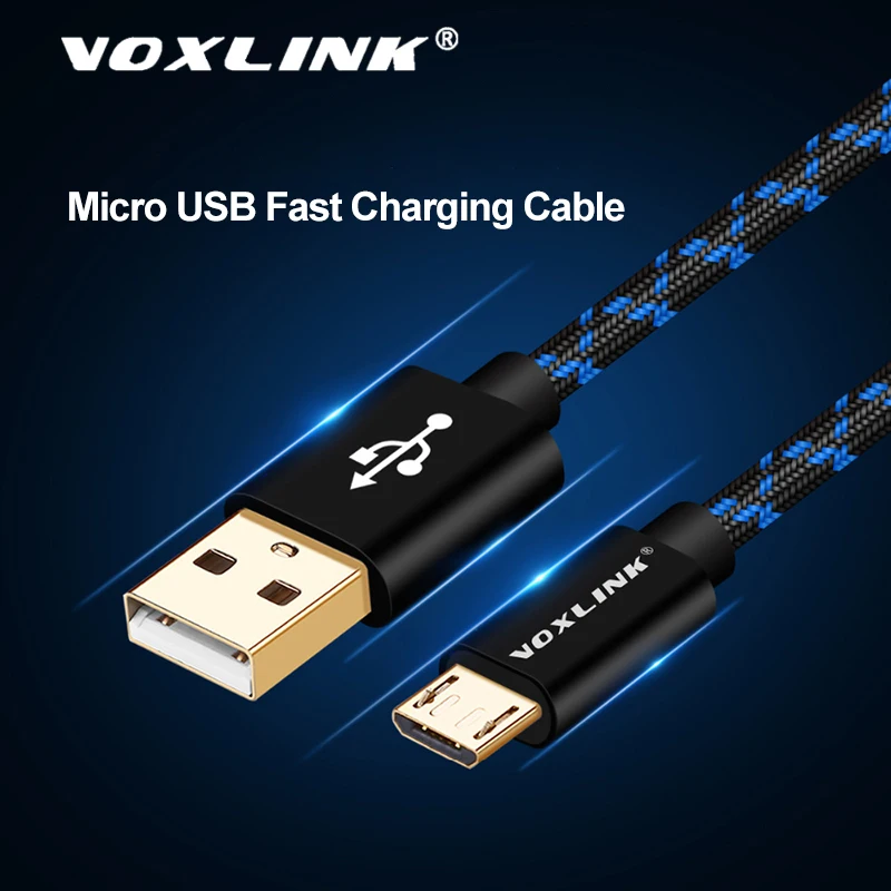 

VOXLINK USB Cable Micro Nylon Fast Charge USB Data Cable for Samsung Xiaomi Huawei LG Tablet Android Mobile Phone Charging Cord