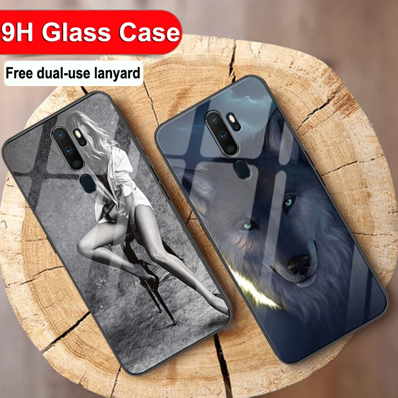 Tempered Glass Case For OPPO A5 2020 Case Soft Silicone Frame Hard back Cover For OPPO A9 2020 glass cases For OPPO A11X shell