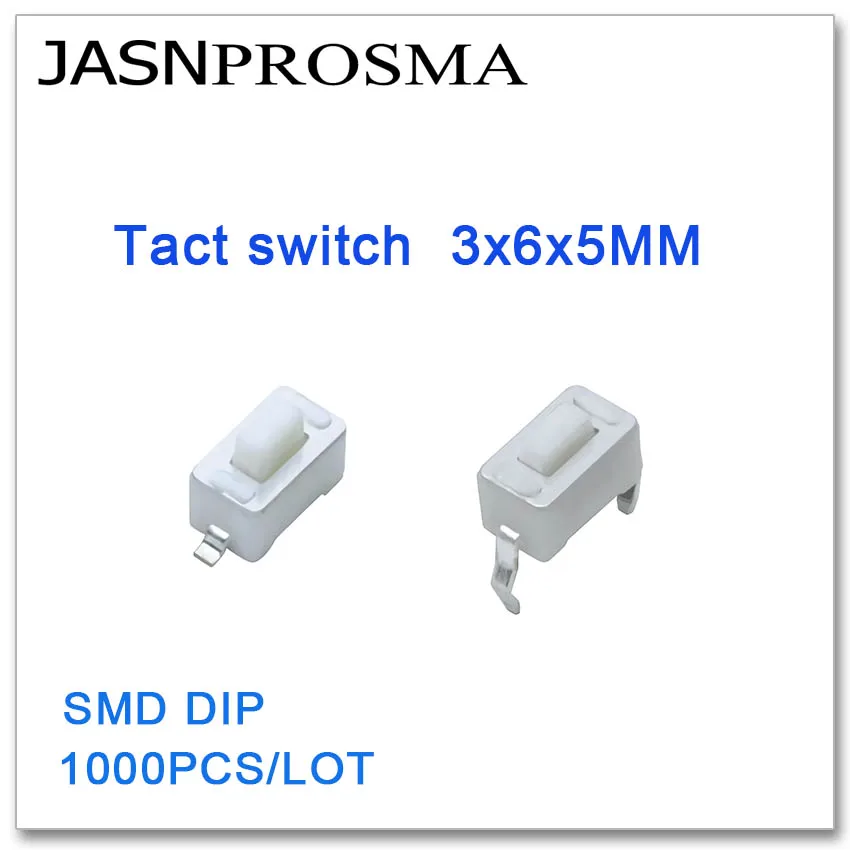 JASNPROSMA тактовый переключатель 1000 шт./лот 3x6x5 микросхема медь 2PIN черный или белый