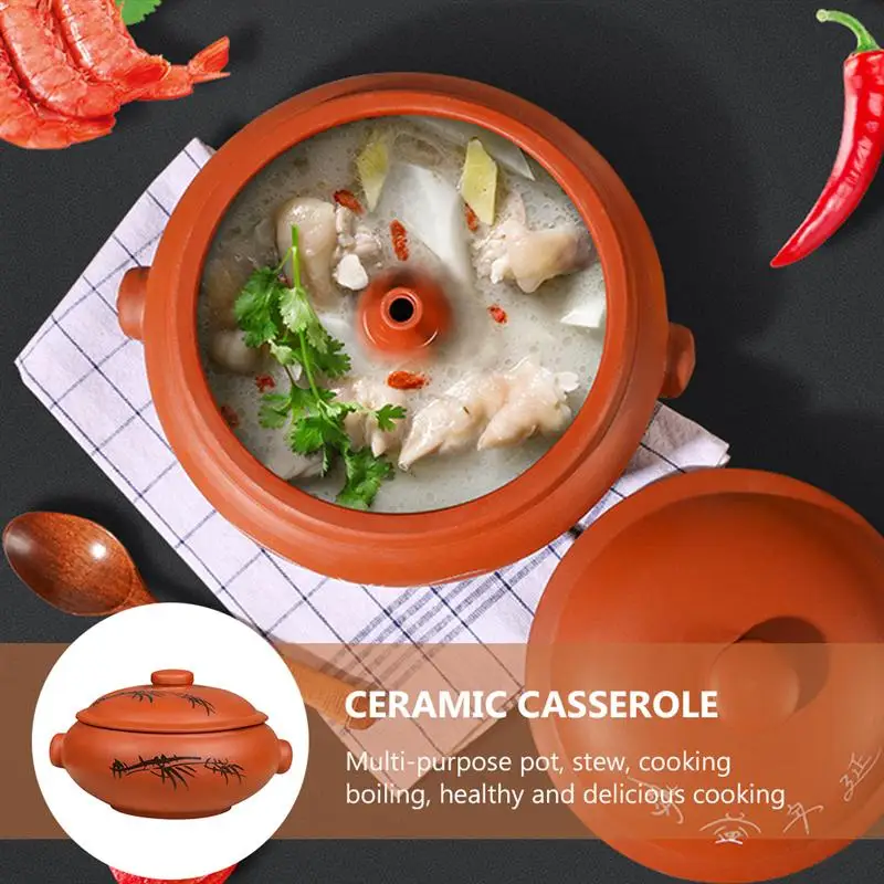 Ceramic Casserole Stew Pot Ceramic Cookware for Home Use (Assorted Color)