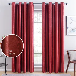 European Style Blackout Curtain Rose Pattern Printing Curtains for Living Dining Room Bedroom
