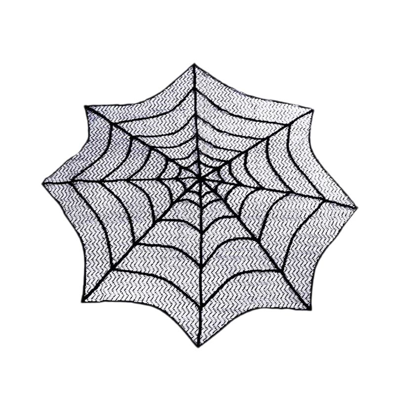 

1Set 2Pcs Lace Spider Web Halloween Tablecloth with 30-Inch Round Table Topper for Halloween Table Decorations Black Table Cloth