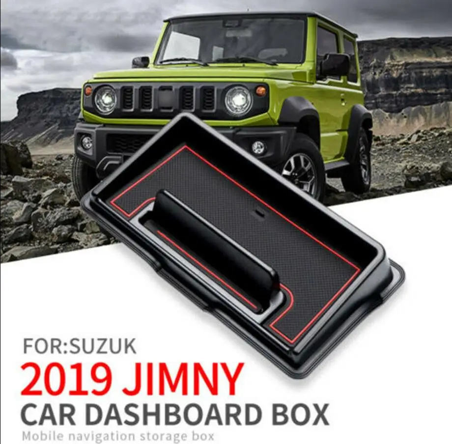 

Black Car Inner Dashboard Storage Box Fit for Suzuki Jimny 2019 with Red Mat