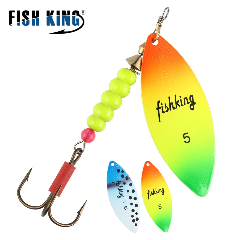 FISH KING 스피너 미끼, 스푼 미끼, 파이크 금속, 트레블 후크, 인공 배스 미끼, 낚시 미끼, 4.4g, 7.1g, 12.6g..