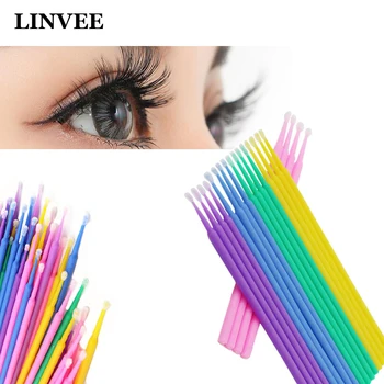 

100 Pcs Eye Professional Makeup Brush for Eyelash Extension Eyelash Applicator Microbrushes Cotton Swabs Eyebrow Lip Makeup Tool