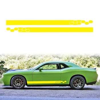 

2pcs Side Body Stickers Car Door Skirt Vinyl Wrap Racing Decals Removable