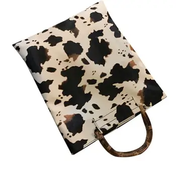 

Women Ladies Cartoon Cow Print Handbag Ladies PU Leather Top Handle Tote Beach Shopping Bag