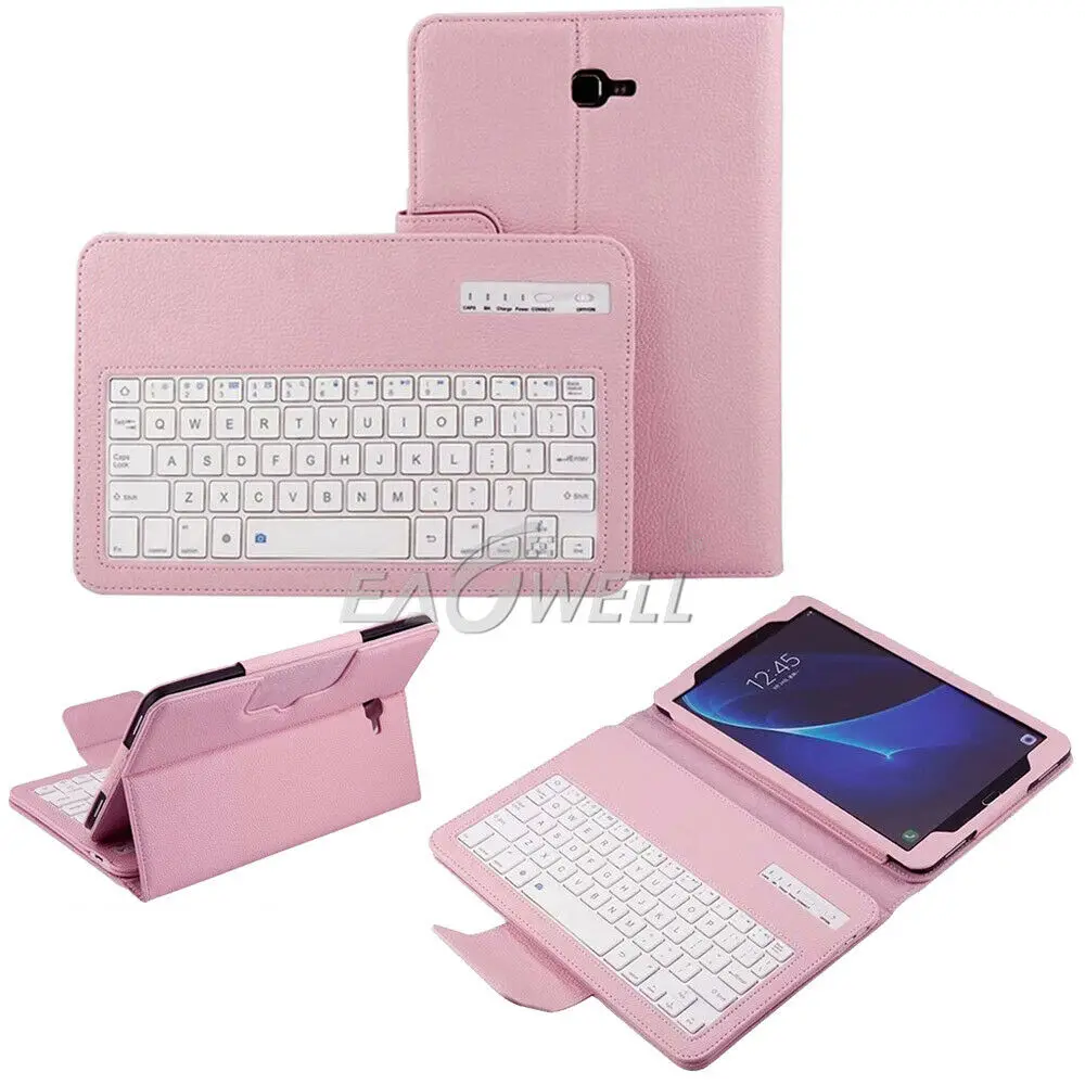 Pink Чехол из искусственной кожи с откидной подставкой и клавиатурой для samsung Galaxy Tab A A6 10," SM-T585 T580N, чехол для планшета, беспроводной чехол с Bluetooth - Цвет: Pink