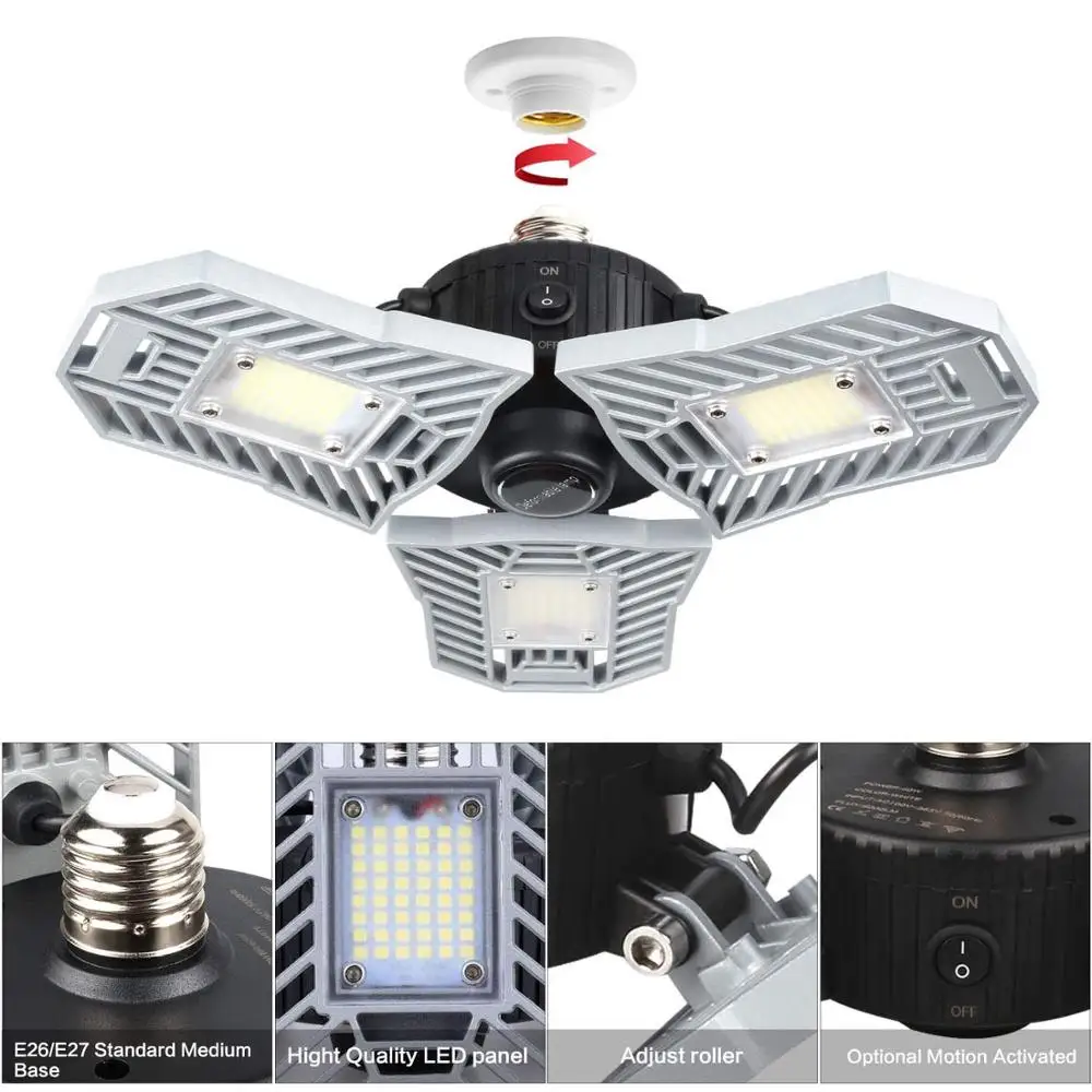 Skup 60 W 80 W Led lampa odkształcalna lampa garażowa E27 LED kukurydza Radar żarówka oświetlenie domu wysoka intensywność Parking magazyn lampa przemysłowa