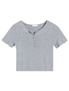 

PX440 V-neck short-sleeved T-shirt women's slim short design sense