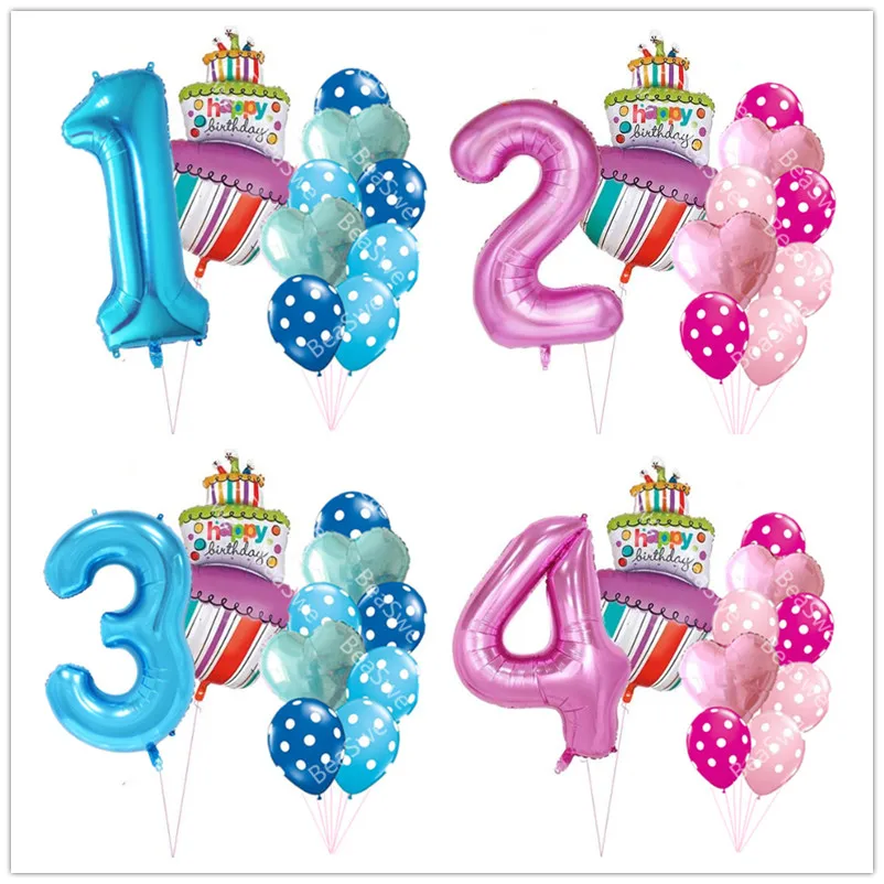 Pink Girl's Blue Boy's 1st Birthday Party Pearlised 12" Latex Buy 2 Get 1 Free 