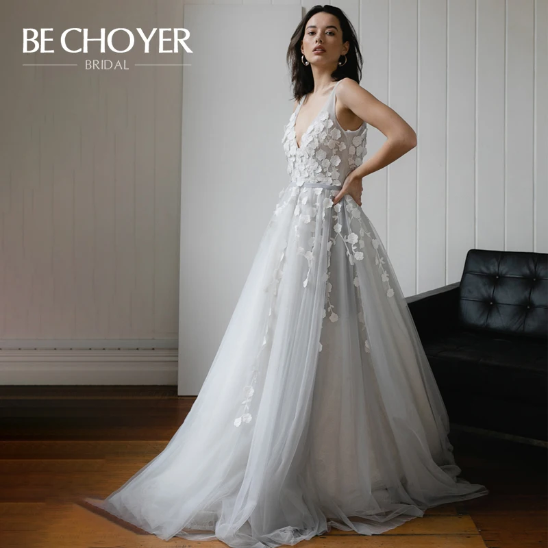 Романтичное свадебное платье с цветочным рисунком BECHOYER HE02 винтажное