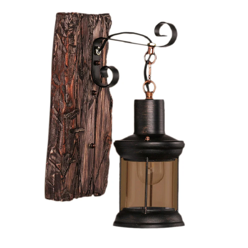 

Industrial Decor Wall Lamp Sconce Cafe Light Iron Wood Pendant Retro Vintage Bar Shop Home Lighting Decoration