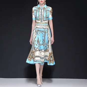 

Seifrmann Summer Women Fashion Designer A-line Dress Short Sleeve Crystal Beading Elegant Slim Fit Ladies Midi Dresses vestidos