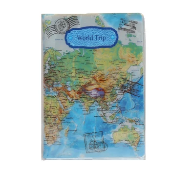 

PVC Flat Printing World Map Passport Holder Travel Card Case Document Cover Air Travel Accessory