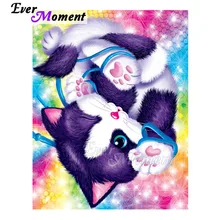 Ever Moment Алмазная картина кошка Цветная Мозаика украшение для дома полная квадратная дрель Алмазная вышивка крестиком ASF1907