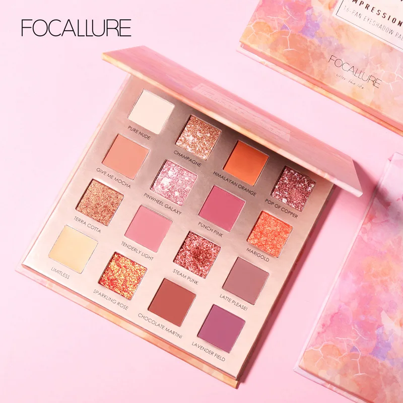 Focallure 16 Kleuren Sunrise Glitter Oogschaduw Palette Gemakkelijk Dragen Matte Gepigmenteerde Oogschaduw Poeder Make-Up Oogschaduw Pallete