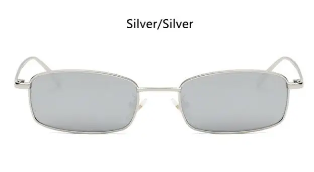 silver silver Rihanna, металлические прямоугольные солнцезащитные очки, Роскошные, дизайнерские, женские, оттенки, Ретро стиль, модные, маленькие, квадратные очки, черные, UV400, унисекс - Цвет линз: silver silver