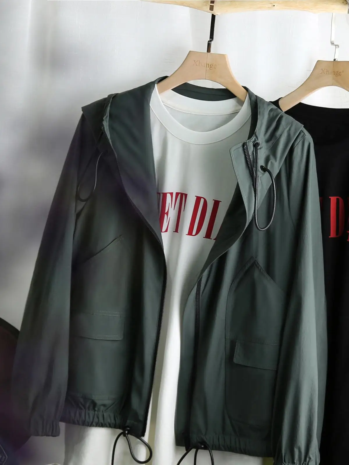 

[WTAG] rob don't regret temperament ahead of the wild green anti-wrinkle elastic convergent hooded jacket