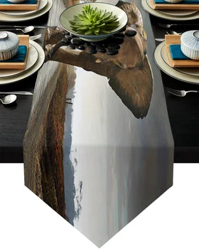 

Africa Indian Elephant Table Runner Home Kitchen Decorative Table Runner for Wedding Party Cake Floral Tablecloth