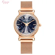 2020 Luxury Crystal Women Watch Top Brand KIMIO Fashion Gold Steel Mesh Ladies Wrist Watches Bracelet Girl Clock Gift Relogio