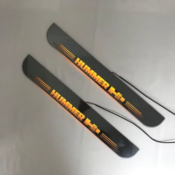 

LYQ led moving door scuff for Hummer H3 dynamic door sill plate welcome lamp lining overlay Flow/fixed light