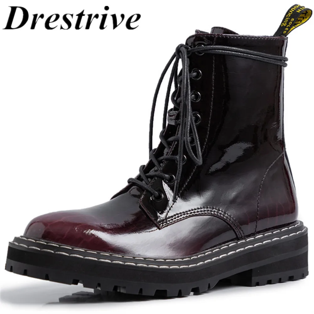

Insicre women ankle boots flat heel lace up autumn pigskin lining platform ladies winter shoes size 33-42 Gradient colors 2019