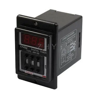 

Black AC/DC 24V Power on Delay Timer Time Relay 1-999 Second 8 Pins ASY-3D