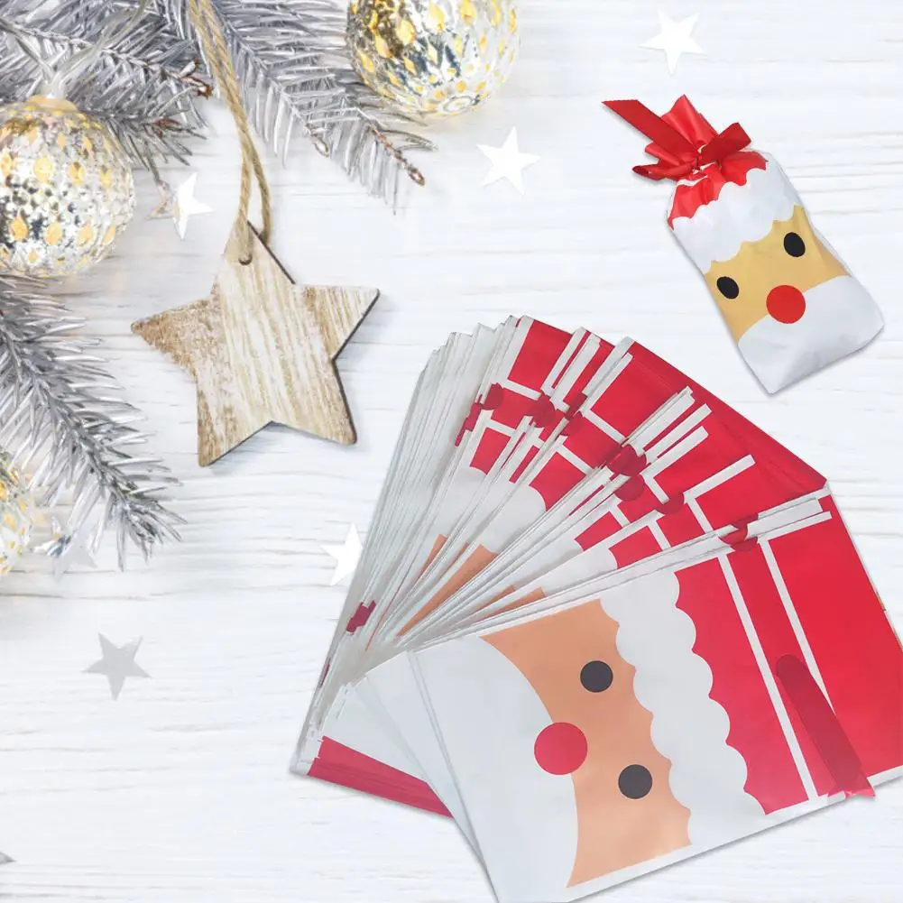 50 шт. Рождественский мешок для конфет с лентой с рождественским узором для Рождественского украшения 5,9X9 дюймов