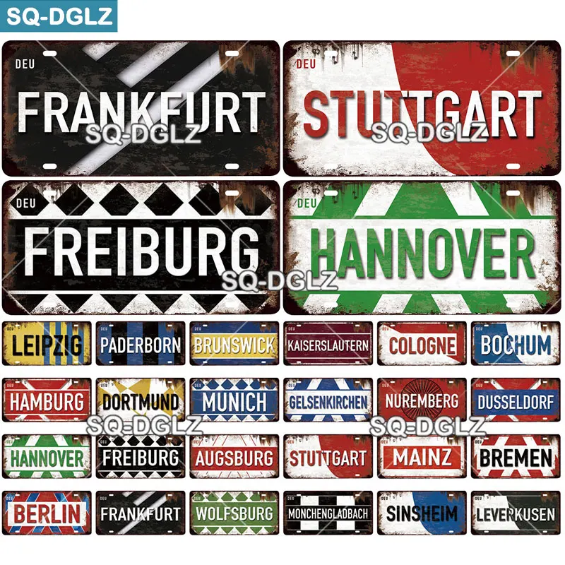 

[SQ-DGLZ]Germany City License Plate Metal Sign Vintage Plaque Tin Sign Wall Decor Bar Decor BERLIN Team Flag Poster