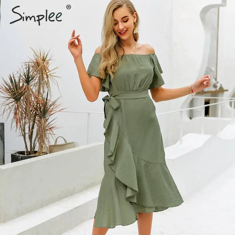 Simplee сексуальное летнее платье с открытыми плечами женское длинное высокой