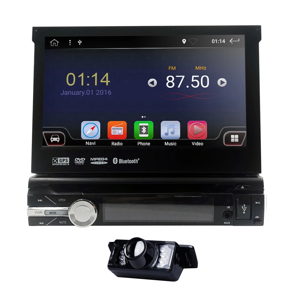 Best 7 inch 1 Din Android 9.0 2GB+16GB Universal 1080P Car DVD Player Digital touch screen Car Media Player DAB+ DVR OBD2 Free camera 5