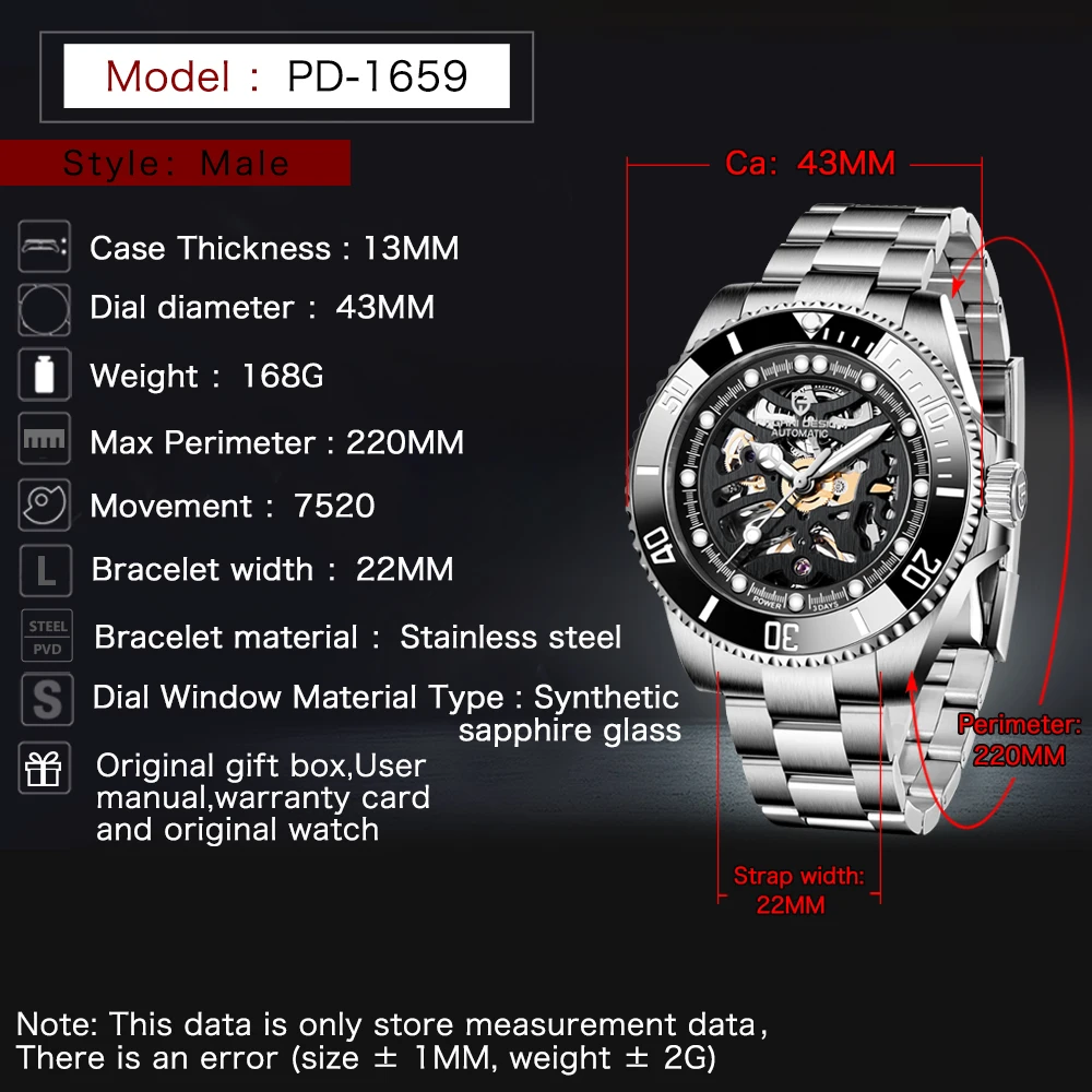 US $114.99 PAGANI DESIGN Stainless Steel Waterproof Mechanical Watch Top Brand Sapphire Glass Automatic Watch Luxury Business Men Watch