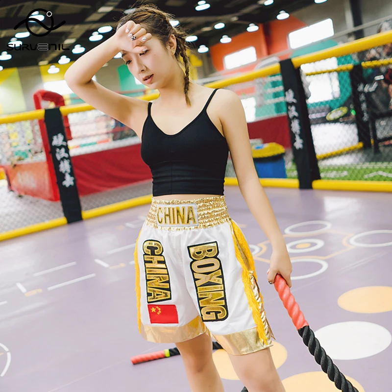 Pantalones cortos de Muay Thai para hombre, pantalones cortos de boxeo para  entrenamiento, competición, gimnasio