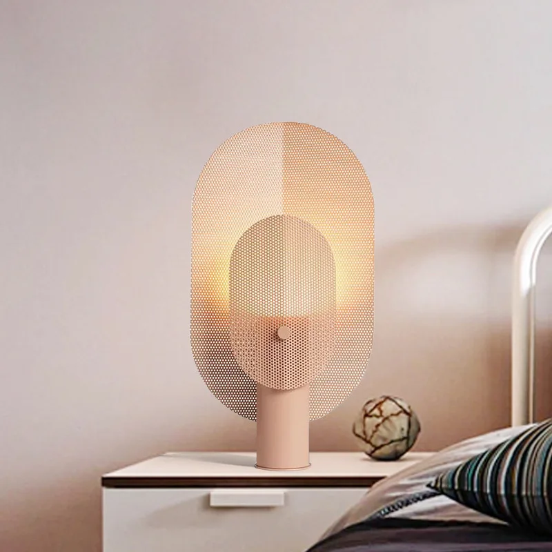 

Post modern simple grid iron living room table lamp Hotel bedside bedroom desk office designer table lamp